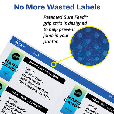 Avery Printable Shipping Labels with Sure Feed, 3-1/3